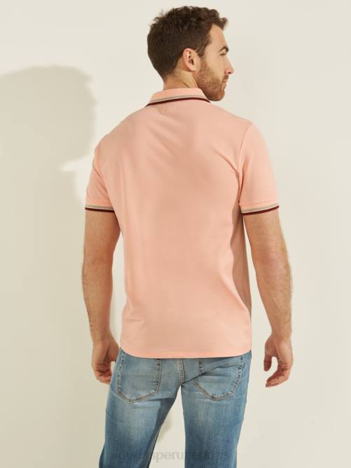 GUESS polo de piqué deportivo hombres 0P8X4031 flor rosa claro vestir