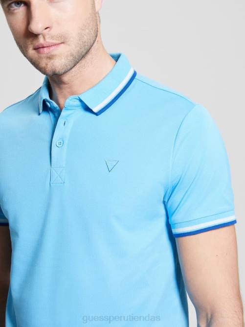 GUESS polo de piqué deportivo hombres 0P8X4042 azul mediterraneo vestir