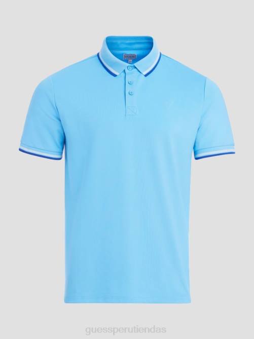 GUESS polo de piqué deportivo hombres 0P8X4042 azul mediterraneo vestir