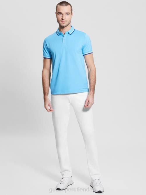 GUESS polo de piqué deportivo hombres 0P8X4042 azul mediterraneo vestir