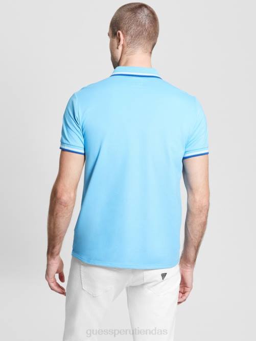 GUESS polo de piqué deportivo hombres 0P8X4042 azul mediterraneo vestir