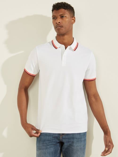 GUESS polo de piqué deportivo hombres 0P8X4055 blanco puro vestir