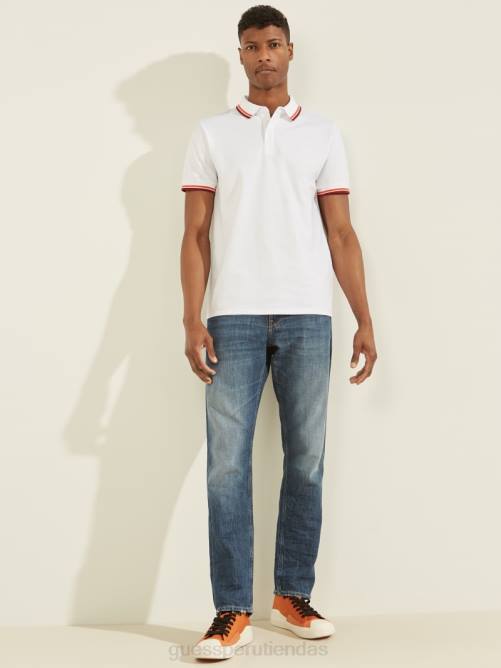 GUESS polo de piqué deportivo hombres 0P8X4055 blanco puro vestir