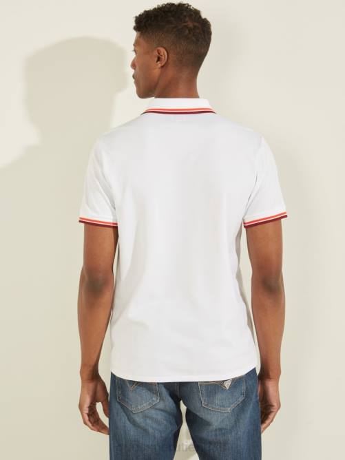 GUESS polo de piqué deportivo hombres 0P8X4055 blanco puro vestir