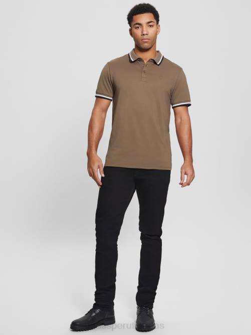 GUESS polo de piqué deportivo hombres 0P8X4056 chocolate de algarroba vestir