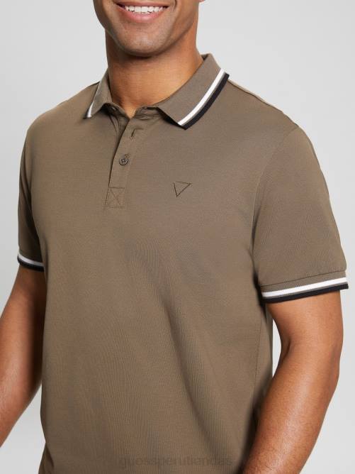 GUESS polo de piqué deportivo hombres 0P8X4056 chocolate de algarroba vestir