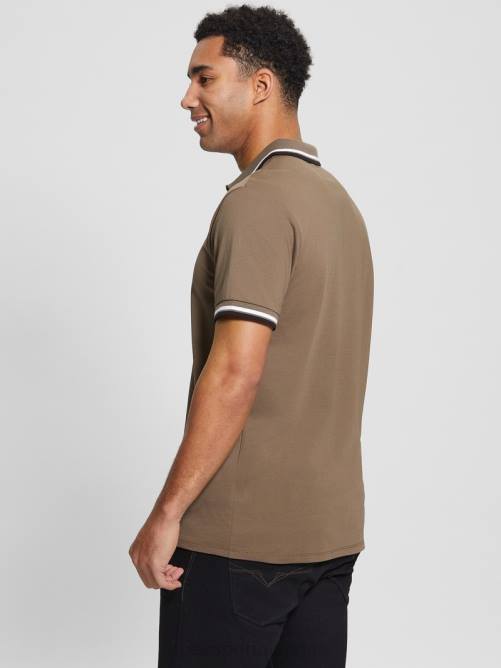 GUESS polo de piqué deportivo hombres 0P8X4056 chocolate de algarroba vestir