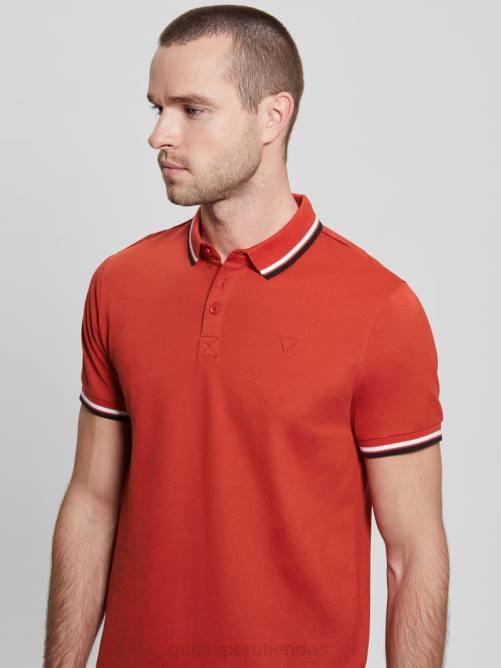 GUESS polo de piqué deportivo hombres 0P8X4058 rojo vulcano vestir