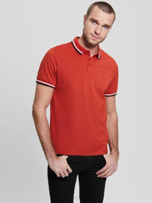 GUESS polo de piqué deportivo hombres 0P8X4058 rojo vulcano vestir