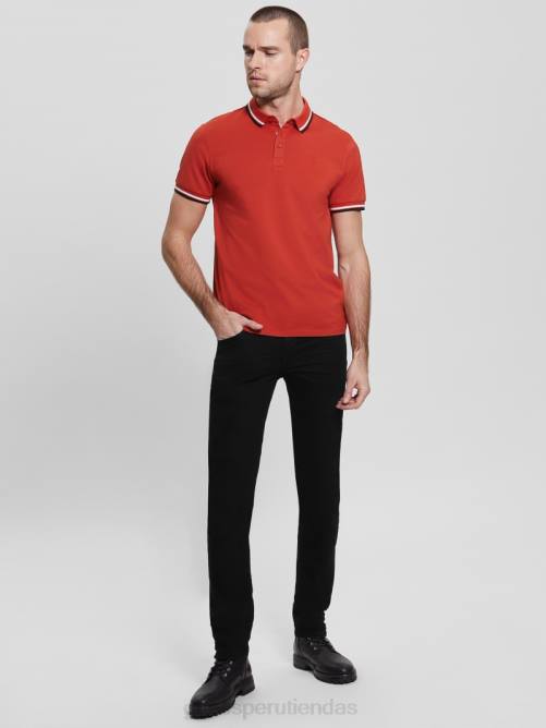 GUESS polo de piqué deportivo hombres 0P8X4058 rojo vulcano vestir