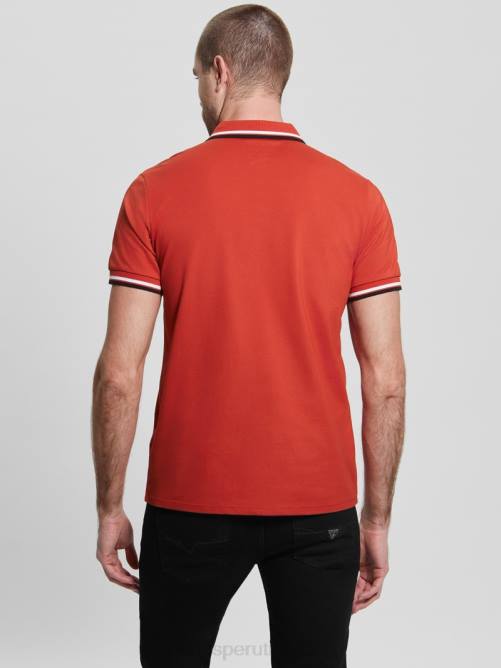 GUESS polo de piqué deportivo hombres 0P8X4058 rojo vulcano vestir