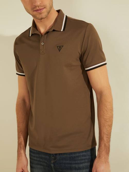 GUESS polo deportivo de piqué con logo hombres 0P8X4122 marrón antiguo vestir