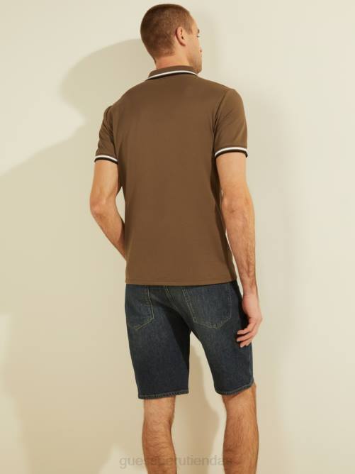 GUESS polo deportivo de piqué con logo hombres 0P8X4122 marrón antiguo vestir