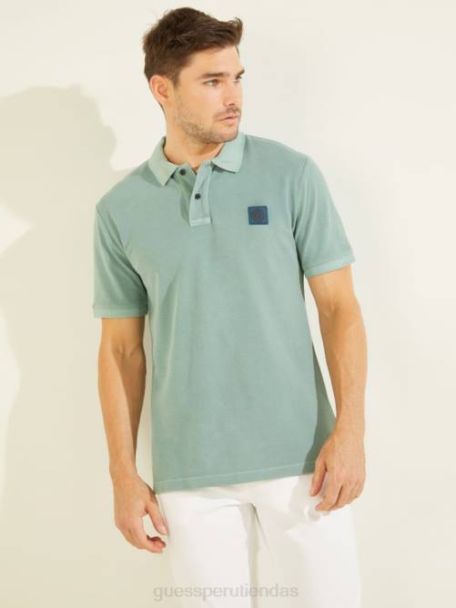 GUESS polo lavado hombres 0P8X4144 jade oscuro vestir