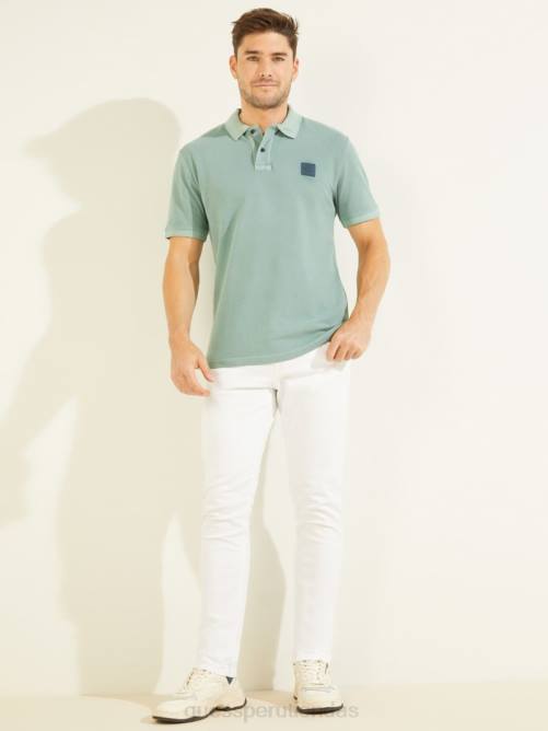 GUESS polo lavado hombres 0P8X4144 jade oscuro vestir