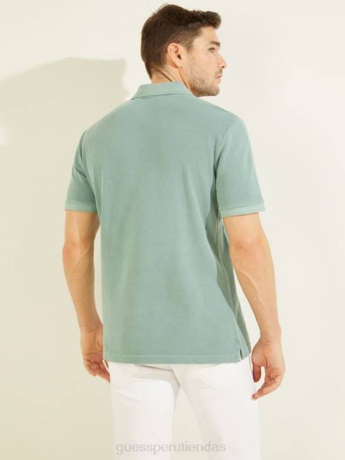 GUESS polo lavado hombres 0P8X4144 jade oscuro vestir