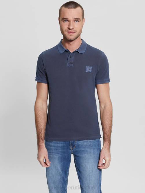 GUESS polo lavado hombres 0P8X4161 azul elegante vestir
