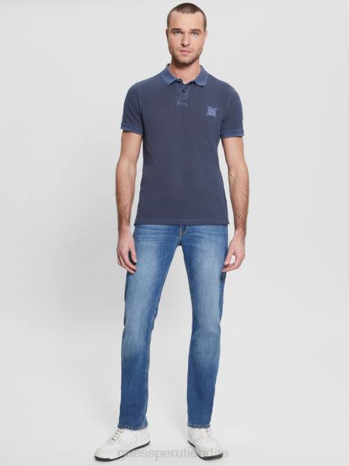 GUESS polo lavado hombres 0P8X4161 azul elegante vestir