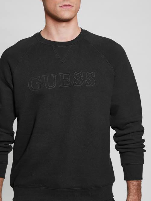 GUESS sudadera eco aldwin con logo hombres 0P8X3971 negro vestir