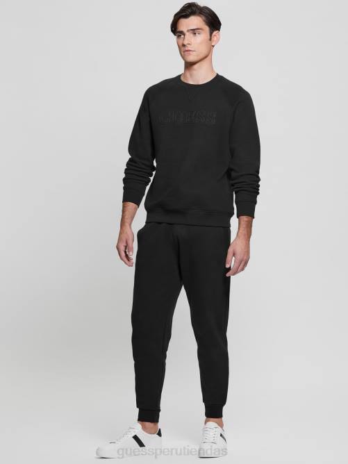 GUESS sudadera eco aldwin con logo hombres 0P8X3971 negro vestir