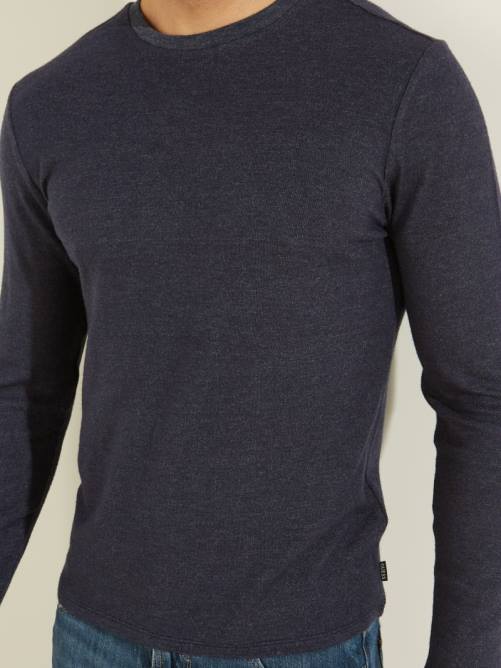 GUESS camiseta acogedora de manga larga hombres 0P8X4134 inteligente azul multi vestir
