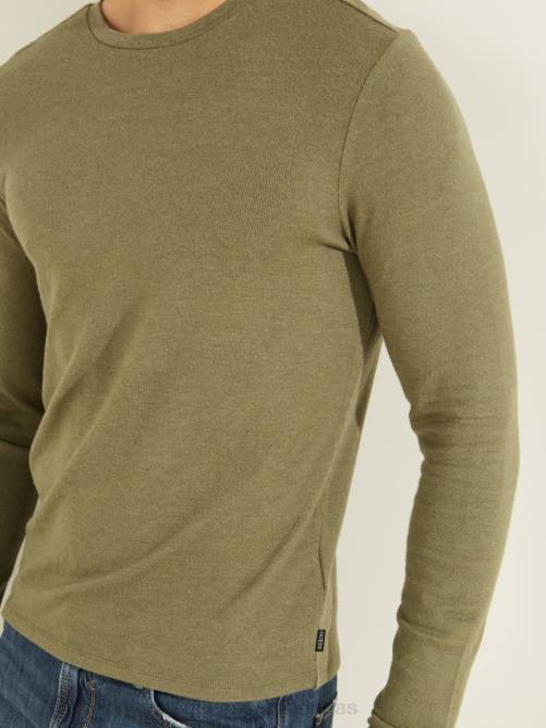 GUESS camiseta acogedora de manga larga hombres 0P8X4135 oliva militar multi vestir