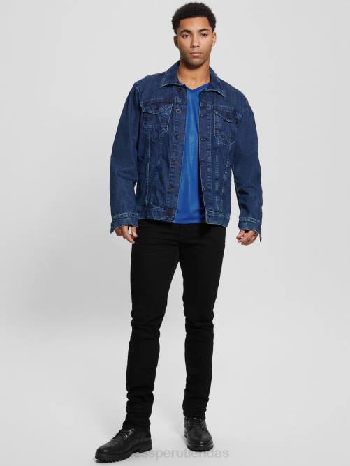 GUESS camiseta con cuello en V y canesú de albañil hombres 0P8X3988 zaffre brillante vestir