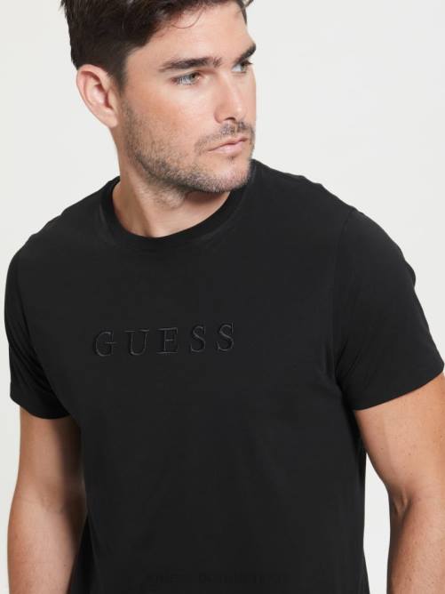 GUESS camiseta con logo bordado hombres 0P8X3994 negro vestir