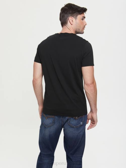 GUESS camiseta con logo bordado hombres 0P8X3994 negro vestir