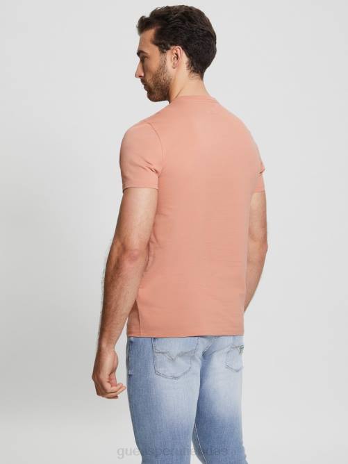 GUESS camiseta con logo bordado hombres 0P8X4024 rosa satinada vestir