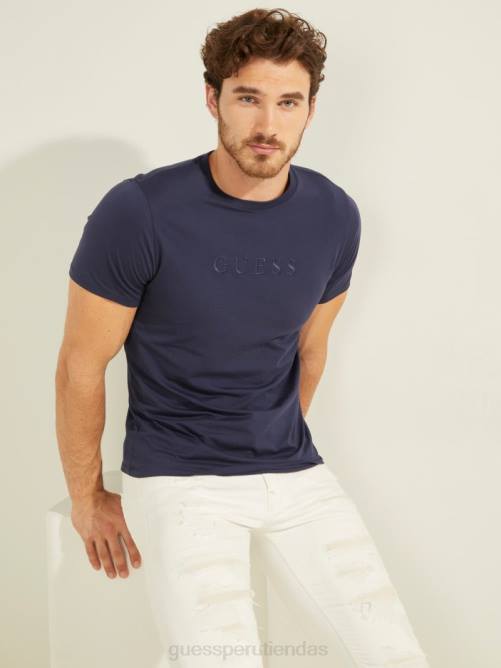 GUESS camiseta con logo bordado hombres 0P8X4034 uniforme azul vestir