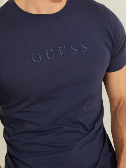 GUESS camiseta con logo bordado hombres 0P8X4034 uniforme azul vestir