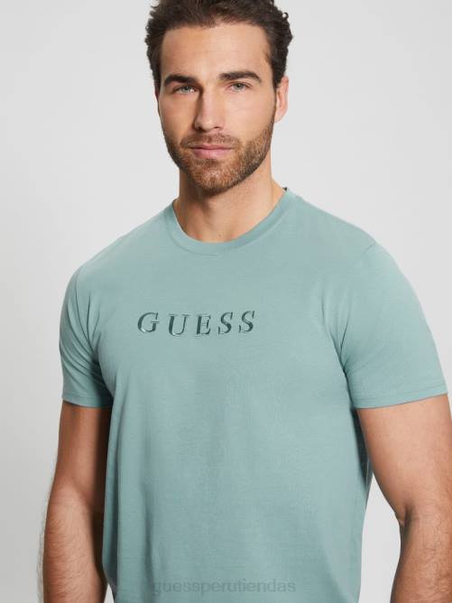 GUESS camiseta con logo bordado hombres 0P8X4037 azul honesto vestir