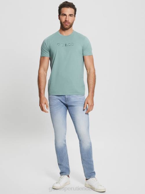 GUESS camiseta con logo bordado hombres 0P8X4037 azul honesto vestir