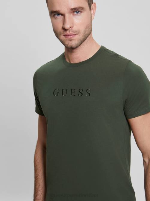 GUESS camiseta con logo bordado hombres 0P8X4063 verdes de la selva vestir