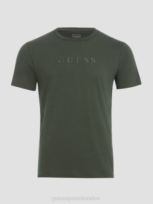 GUESS camiseta con logo bordado hombres 0P8X4063 verdes de la selva vestir