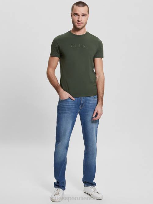 GUESS camiseta con logo bordado hombres 0P8X4063 verdes de la selva vestir
