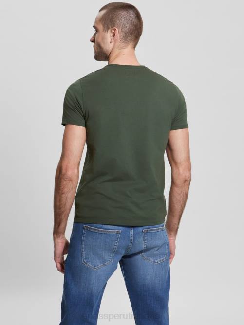 GUESS camiseta con logo bordado hombres 0P8X4063 verdes de la selva vestir