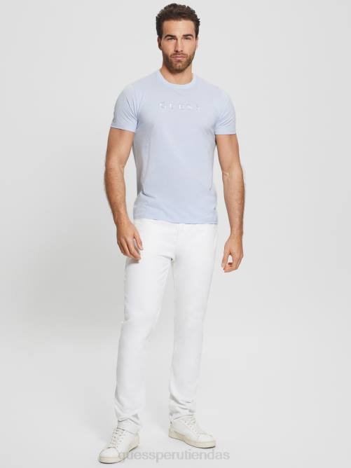 GUESS camiseta con logo bordado hombres 0P8X4064 azul de las vías respiratorias vestir