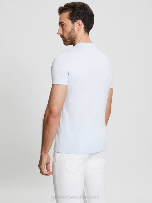 GUESS camiseta con logo bordado hombres 0P8X4064 azul de las vías respiratorias vestir