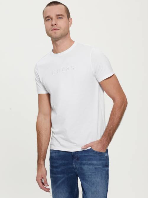 GUESS camiseta con logo bordado hombres 0P8X4068 blanco puro vestir