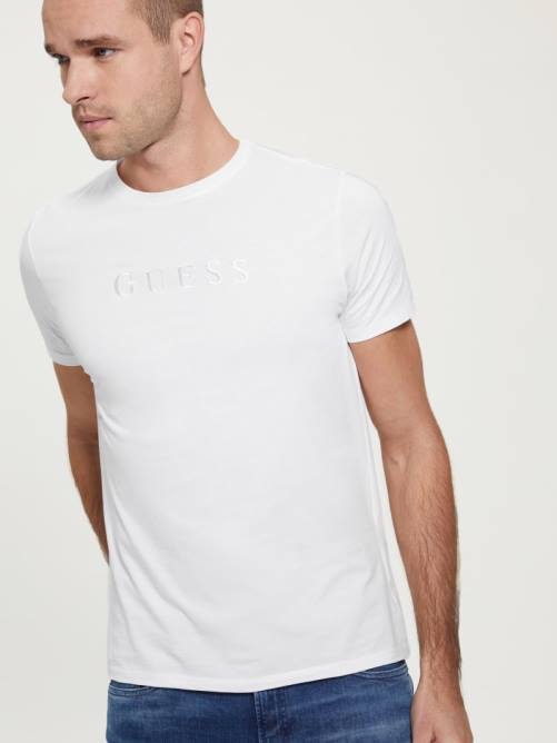 GUESS camiseta con logo bordado hombres 0P8X4068 blanco puro vestir