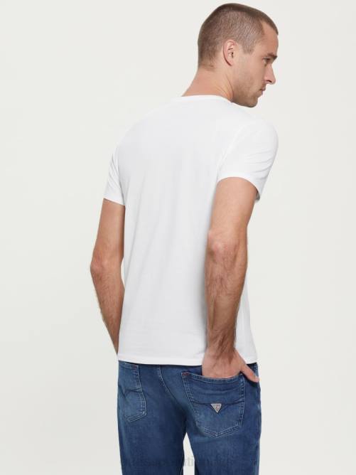 GUESS camiseta con logo bordado hombres 0P8X4068 blanco puro vestir