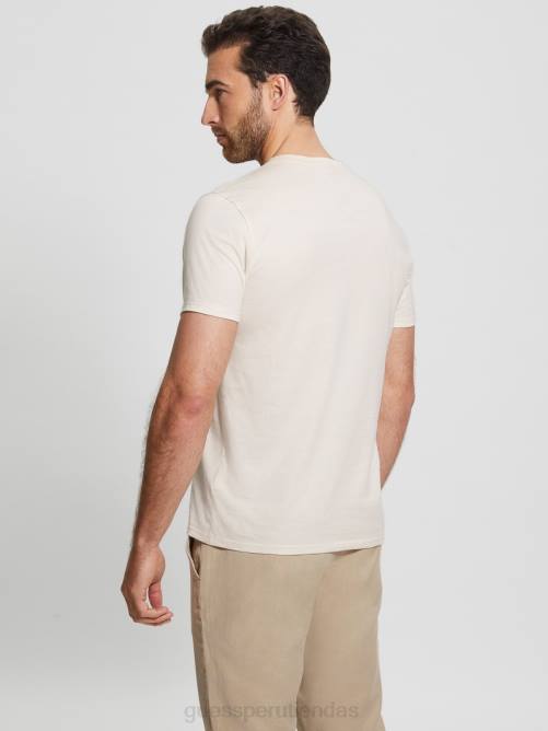 GUESS camiseta con logo bordado hombres 0P8X4075 crema de vainilla vestir