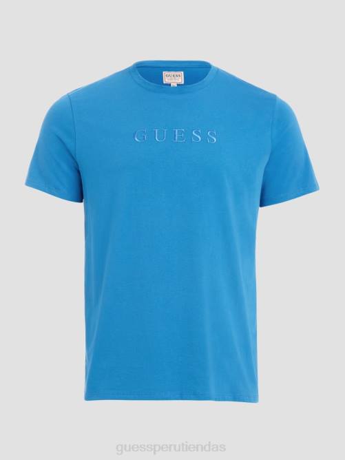 GUESS camiseta con logo bordado hombres 0P8X4084 azul submarino vestir