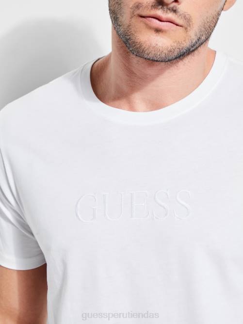 GUESS camiseta con logo bordado hombres 0P8X4091 blanco puro vestir