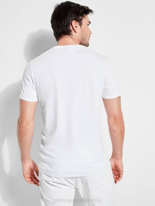 GUESS camiseta con logo bordado hombres 0P8X4091 blanco puro vestir