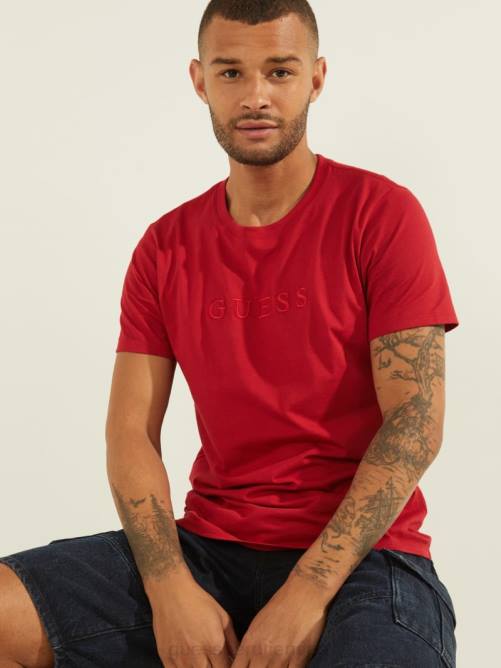 GUESS camiseta con logo bordado hombres 0P8X4092 chile rojo vestir