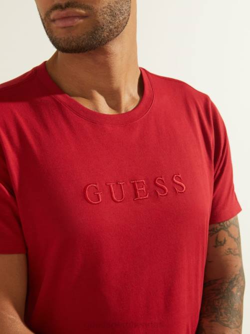 GUESS camiseta con logo bordado hombres 0P8X4092 chile rojo vestir