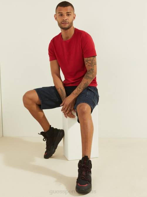 GUESS camiseta con logo bordado hombres 0P8X4092 chile rojo vestir